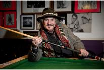 Terry English with the pool cue Lemmy gave him Terry English with the pool cue Lemmy gave him